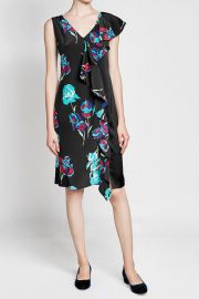 Printed Silk Dress with Ruffle at StyleBop